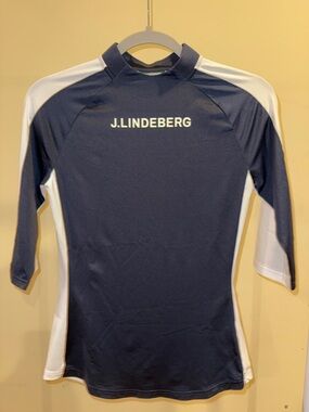 J.Lindeberg Navy and White Performance Top